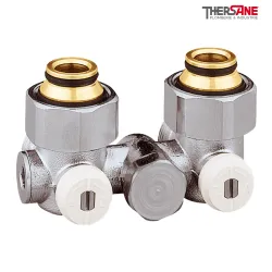 Vannes équerres doubles monotube EUROCÔNE en H pour radiateur à robinetterie intégrée  1/2" et 3/4"