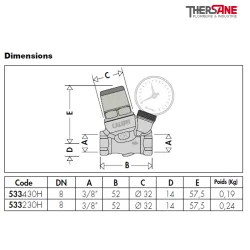 Dimensions REDUCTEURS DE PRESSION R53312 et R53312M