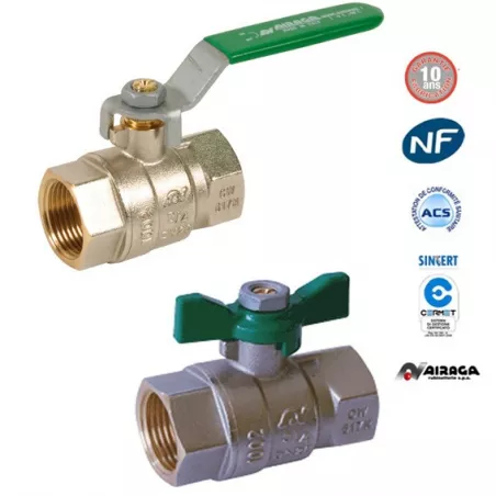 Female-to-female brass ball valve, NF and ACS certified