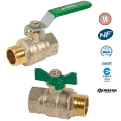 NF- and ACS-certified brass ball valve (male-female)