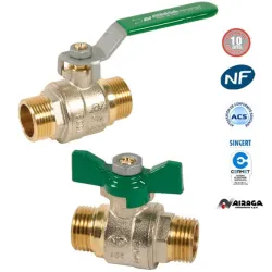 Male-to-male brass ball valve, NF and ACS certified