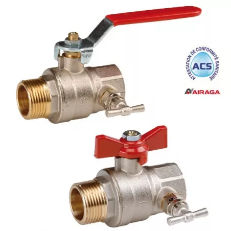 ACS-certified brass ball valve with male-female drain connection