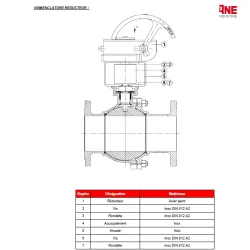 RBS 2 pièces à brides CLASS 150 PN20 ACIER INOX ASTM A351 CF8M NOMENCLATURE REDUCTEUR 757