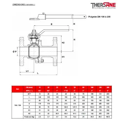 RBS 2 pièces à brides CLASS 300 PN50 ACIER ASTM A216 WCB DIMENSIONS ( en mm ) 768
