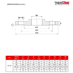 RBS 2 pièces à brides CLASS 300 PN50 ACIER ASTM A216 WCB DIMENSIONS BRIDES ( en mm ) 768