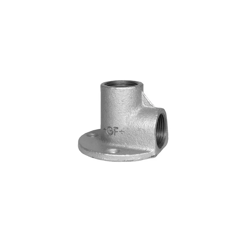 Applique coudée 90° FF en fonte malléable galvanisée