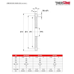 Dimensions brides pleine taraudée DN200-300 ( en mm ) 2514 revêtue époxy bleu