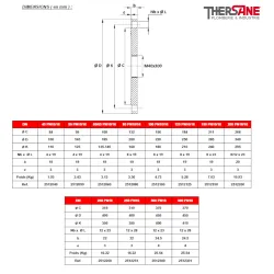 Dimensions bride taraudée métrique petit bossage 40x300 PN10/16 revêtue époxy bleu