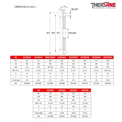 Dimensions bride taraudée métrique grand bossage 55x300 PN10/16 revêtue époxy bleu