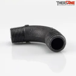 Coude grand rayon fonte malléable fileté 90° mâle mâle