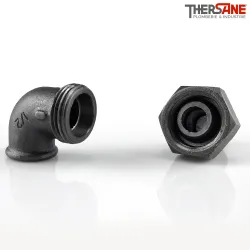 Coude union mâle et femelle fonte malléable fileté à joint conique