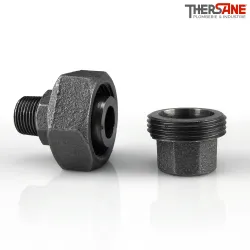 Manchon union mâle et femelle à joint conique fonte malléable fileté