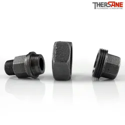 Raccord Manchon union mâle et femelle à joint conique fonte malléable fileté