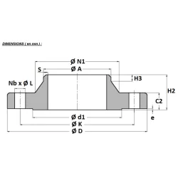 Plan bride PN6 à collerette
