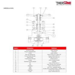 Nomenclature Vanne à opercule acier A 350LF2 forge class 800 trim 12