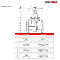Nomenclature Vanne à opercule fonte PN10