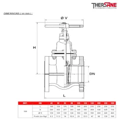 Dimension Vanne à opercule fonte PN10