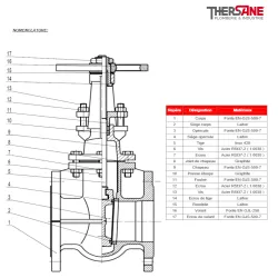 Nomenclature Vanne à opercule fonte PN16