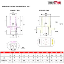 Dimension carré d ordonnance Vanne à opercule caoutchouc PN10-16 F5 FAH