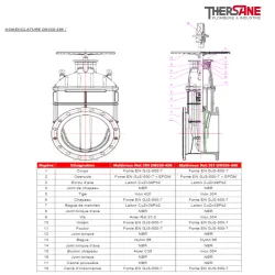 nomenclature dn350 a 500 Vanne à opercule caoutchouc PN10/16 F4 FSH