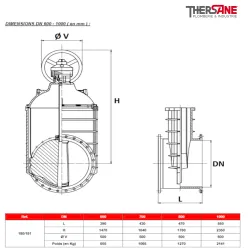 dimension  dn600 a 1000 Vanne à opercule caoutchouc PN10/16 F4 FSH