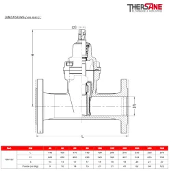 dimension Vanne à opercule caoutchouc NF PN10-16 F4 FSH - FAH