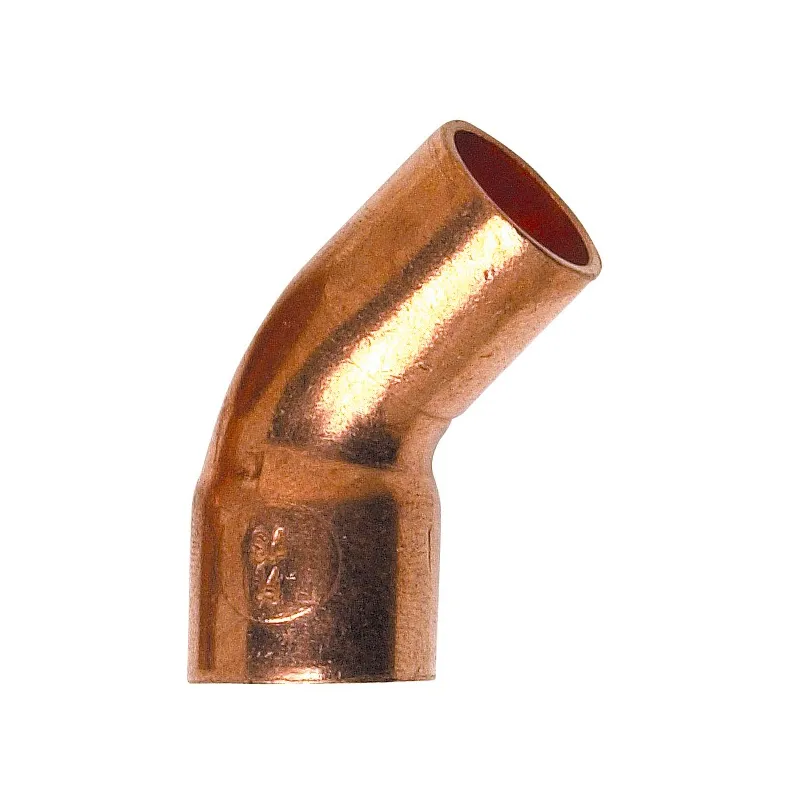Coude grand rayon 45° cuivre MF mâle - femelle à souder
