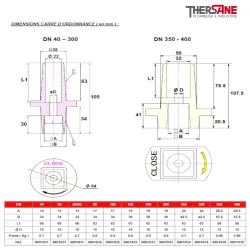 Dimensions carré de fontainier série 180 - 181 - 182