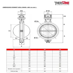 Nomenclature robinet seul dn450-600 vanne à papillon double excentration acier PN16-PN25