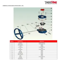 Nomenclature réducteur dn50-350 vanne à papillon double excentration acier PN16-PN25