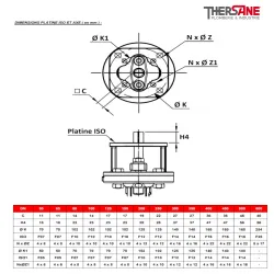 Dimension platine vanne à papillon double excentration acier PN16-PN25