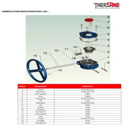 nomenclature dn50-350 vanne à papillon double excentration inox PN25