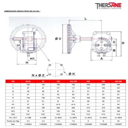 dimension réduteur dn50-350 vanne à papillon double excentration inox PN25