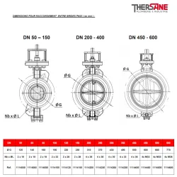 dimension entre brides pn25 vanne à papillon double excentration inox PN25
