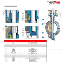 nomenclature vanne à papillon double excentration acier CLASS 150 PN20