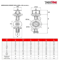 dimension dn50-150 vanne à papillon double excentration acier CLASS 150 PN20