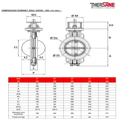 dimension dn200-400 vanne à papillon double excentration acier CLASS 150 PN20