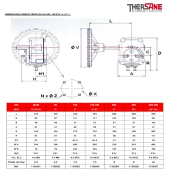 dimension reducteur dn50-350 vanne à papillon double excentration inox CLASS 150 PN20