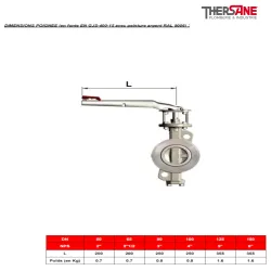 dimension poignée vanne à papillon double excentration inox CLASS 150 PN20