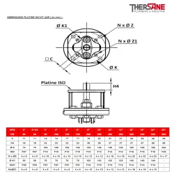 dimension platine vanne à papillon double excentration inox CLASS 150 PN20