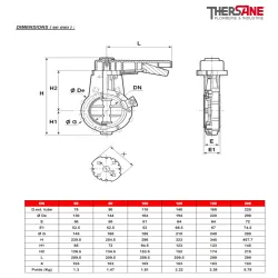 dimension vanne à papillon à oreilles de centrage PVC-U