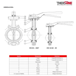 vanne à papillon à oreilles de centrage gamme performance corps et papillon fonte GS avec manchette EPDM ACS