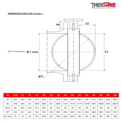 dimension platine vanne à papillon à oreilles de centrage gamme performance corps et papillon fonte GS avec manchette EPDM ACS