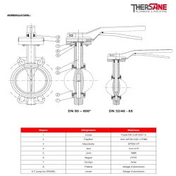 nomenclature vanne à papillon à oreilles de centrage gamme performance 