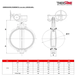 dimension robinet dn350-600 vanne à papillon à oreilles de centrage gamme performance 