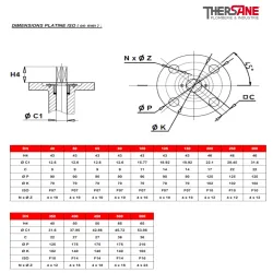 dimension platine vanne à papillon à oreilles taraudées gamme performance