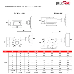dimension réducteur dn40-350 Réducteur à volant pour vanne papillon gamme performance