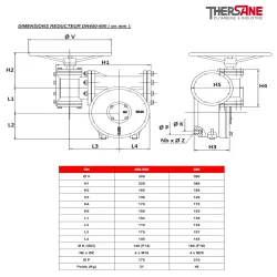 dimension réducteur dn400-600 Réducteur à volant pour vanne papillon gamme performance