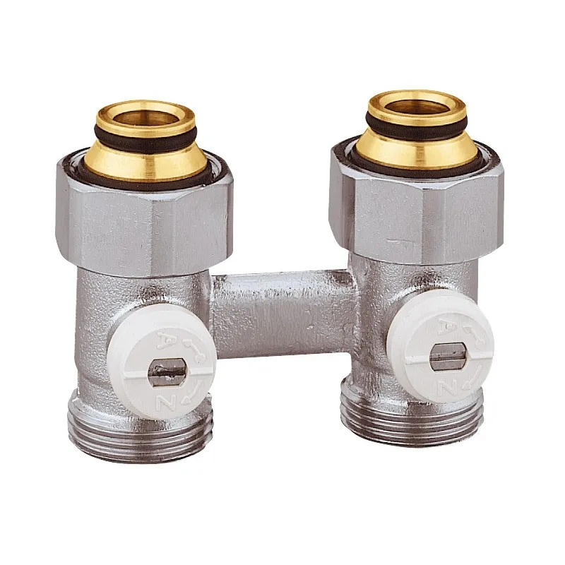 Vannes droites doubles bitube EUROCÔNE en H pour radiateur robinetterie intégrée  1/2" et 3/4"