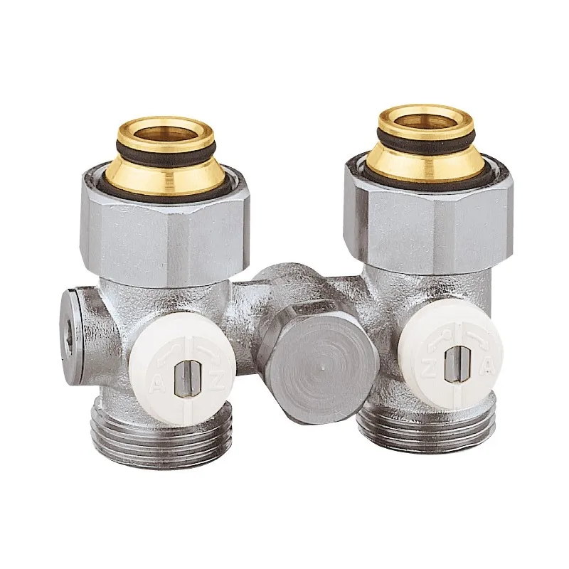 Vannes droites doubles monotube EUROCÔNE en H pour radiateur robinetterie intégrée  1/2" et 3/4"